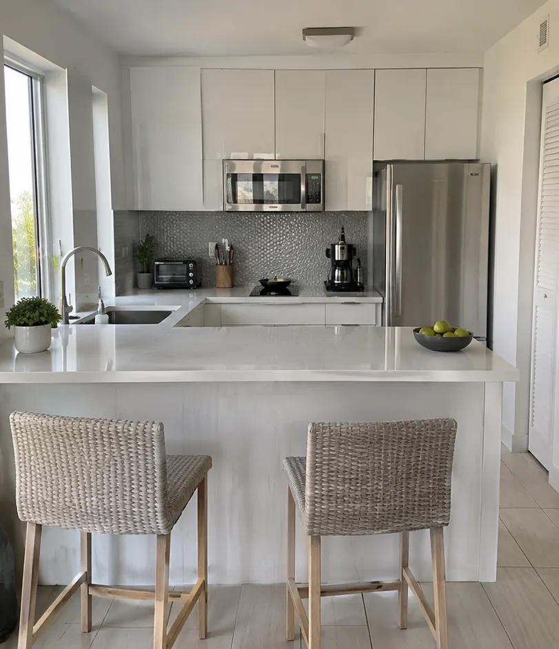 Small kitchen spotless after deep cleaning